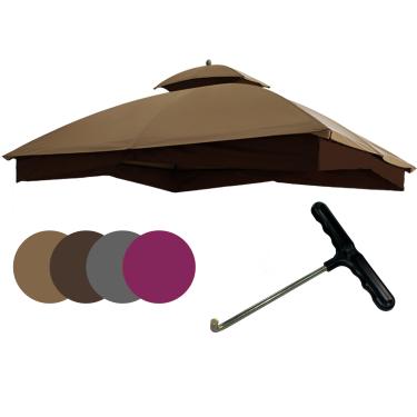 Imagem de Easylee Tenda de substituição para Gazebo, capa superior macia de poliéster para lowe's Allen Roth 3,5 m x 3,5 m #GF-12S004B-1 (Cáqui)