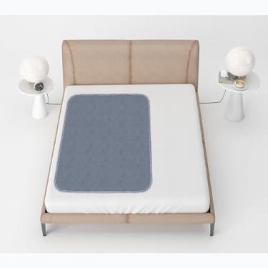 Imagem de RIQINXIN Almofadas de cama acolchoadas impermeáveis para incontinência, antiderrapante, reutilizável, absorvente, lavável, protetor de cama 89 x 152 cm, para adultos, crianças, idosos e cinza, 1 peça