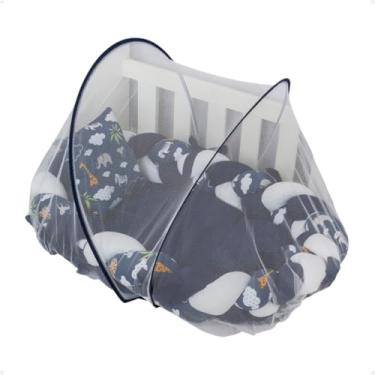 Imagem de Mosquiteiro Tule Elástico Com Ninho Redutor Berço Portátil (Marinho - Safari)