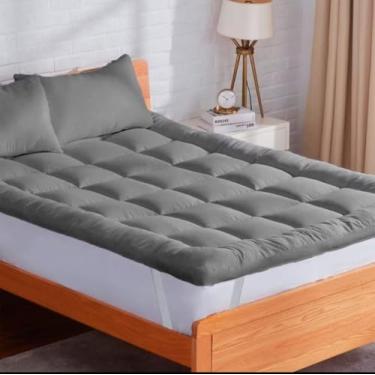 Imagem de Pillow Top Casal Protetor de colchão 400 fios, Macio Cama de Solteiro / 1,88m x138cm. COR CINZA