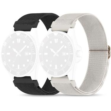 Imagem de Sunnyson Pacote com 2 pulseiras de relógio de nylon elástico compatíveis com Casio duro, pulseiras elásticas macias ajustáveis de 22 mm para relógio de mergulho masculino Casio MDV106-1AV 200 M WR