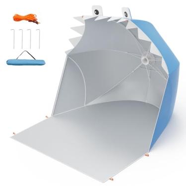 Imagem de LZEXIN Barraca de praia para bebês, tenda de sol portátil pop-up, leve, impermeável, proteção UV, abrigo de praia com bolsa de armazenamento para praias de bebês, quintal, piquenique, jardim (azul
