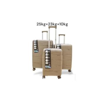 Imagem de Kit Malas de Viagem para 25Kg+23Kg+10Kg Polipropileno Central (CAQUI)