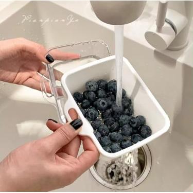 Imagem de Cesta de drenagem de pia de cozinha de camada dupla para frutas vegetais