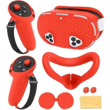 Imagem de MS.CLEO Conjunto De Capa De Silicone Compatível Com Acessórios Meta Quest 3S, Capa Protetora Para Vr, Alças Para Controle, Capa Frontal Para Fone De Ouvido E Capa Protetora De Lente, Não Compatível