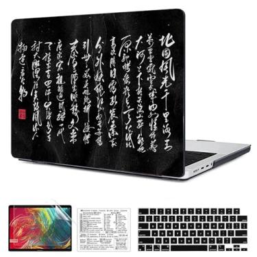 Imagem de QCzyc Compatível com MacBook Pro 16 polegadas versão 2021-2024 M4 A3403 A3186 M3 A2991 M2 A2780 M1 A2485 Pro/Max capa de plástico rígido e adesivo de teclado Mac OS e capa de teclado (caligrafia A)