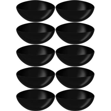 Imagem de 10 Tigelas de Plástico 3,5L Saladeiras Triangulares Pretas Essential Coza Cozinha Saladas