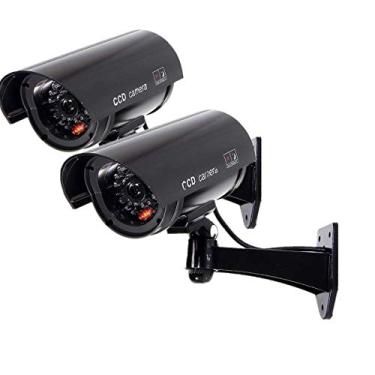 Imagem de Câmera de segurança falsa, sistema de vigilância CCTV Dummy para ambientes internos e externos, black 2 pack