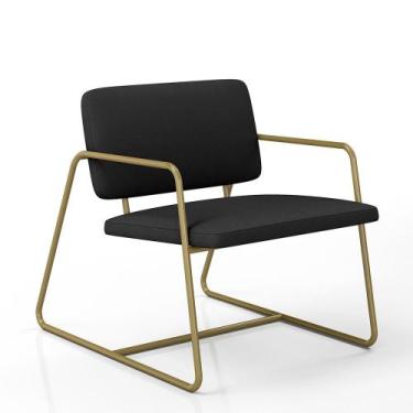 Imagem de Poltrona Decorativa Estofada Sintra Dourado/suede Preto - M.a - A Móve