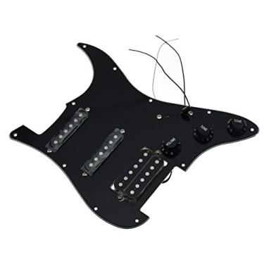 Imagem de KAISH Escudo Strat HSS pré-carregado com fio para Squier ou Import Stratocaster preto, 3 camadas