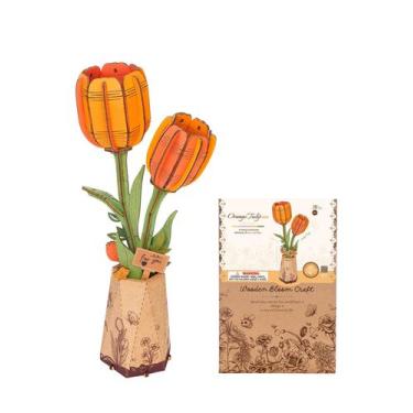Imagem de Quebra-cabeça 3D ROBOTIME Orange Tulip TW081 Wooden Flower Craft