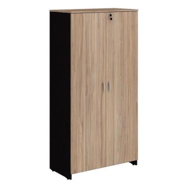 Imagem de Armário de Escritório New City II 2 PT Calvi e Preto 160 cm - Modern