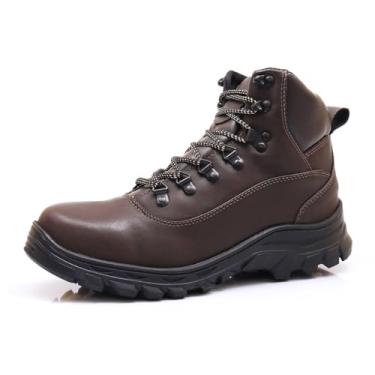 Imagem de Bota Masculina Adventure Confortável Coturno Leve Macio Trabalho Engenheiro Segurança (Marrom, BR, Adulto, Numérico, 44)