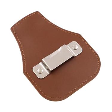 Imagem de Bothyi Suporte para fita métrica, suporte para ferramentas, resistente, bolsa, para fita métrica, clipe de cinto para ferramentas para carpinteiros, Marrom Escuro