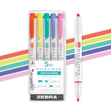 Imagem de Zebra Pen Conjunto de marcadores de ponta dupla Mildliner, pontas largas e finas, ideal para realce da Bíblia, sem sangramento, material escolar e material para professores, cores sortidas de tinta
