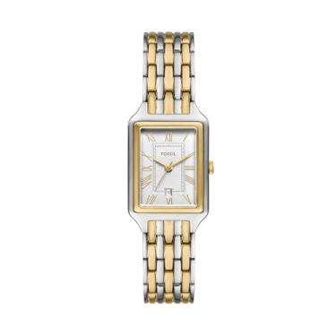 Imagem de Fossil Relógio feminino Raquel de quartzo de aço inoxidável com três ponteiros, Ouro/Prata, 23MM, Raquel