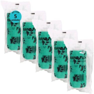 Imagem de Atadura 10cm Verde Com PatinhasBand-FlexAutoadesiva Para Animais Farex