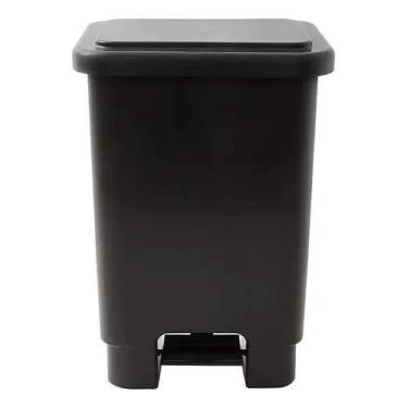 Imagem de Lixeira Retangular Com Pedal 50 Litros Resistente E Durável Cor Preto 