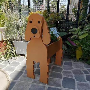 Imagem de JEAMZHU Pote Cocker Spaniel em forma de marrom | Vasos fofos para suculentas e flores com orifícios de drenagem | Ideal para decoração interna, externa e de jardim | Presente para amantes de animais