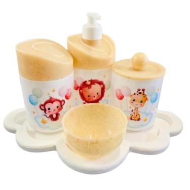 Imagem de Kit Higiene Baby Safari Menino e Menina c/bandeja em MDF - Dóia Kids, 