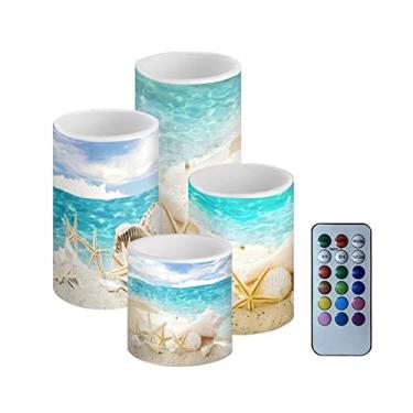 Imagem de NETILGEN Velas Sem Chama Alimentadas Por Bateria Com Temporizador Multicolorido E Controle Remoto, Falsas Eternas Para Festas, Jardim, Decoração Costeira Interna Externa, Praia Multicolorida