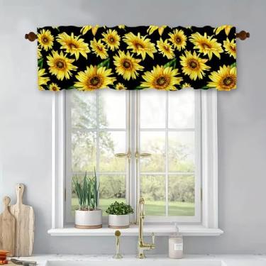 Imagem de Cortina curta rural amarela e preta, para sala de estar, quarto, banheiro, varão, bolso, cortinas, poliéster, 137 x 45 cm