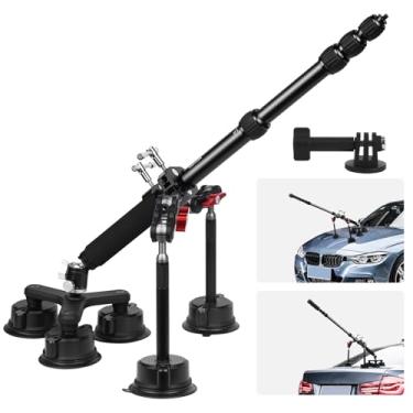 Imagem de Mechrig Kit de montagem de carro com ventosa para Insta360 X5/X4, suporte de câmera com ventosa com haste telescópica, braço mágico e braçadeira, suporte de câmera de sucção para fotografia panorâmica