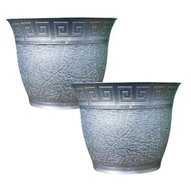 Imagem de Kit 2 Vasos Redondos 9cm Cachepô para Violeta - Cor: Cinza Prateado