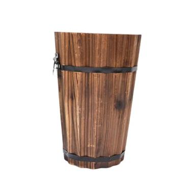 Imagem de Ioensy Vaso de balde de madeira, floreira para plantas, recipiente com alças ergonômicas, plantador de pátio para plantas de jardim, vaso de flores, Style B, M