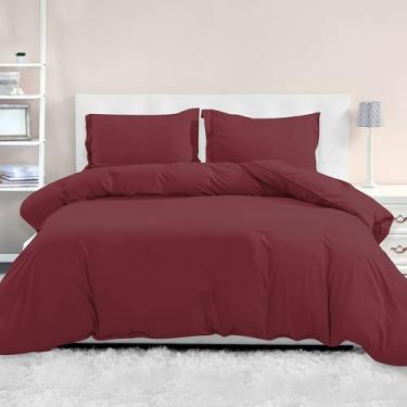 Imagem de Mocassi Conjunto de capa de edredom de luxo Queen Size de 3 peças – 1800 capa de edredom de microfibra de qualidade premium de hotel com fecho de botão (edredom não incluído), 1 capa de edredom 224 x