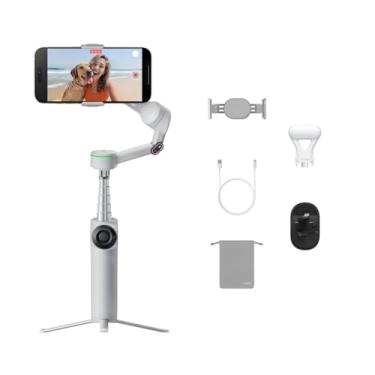 Imagem de Insta360 Pacote Flow 2 Pro Vlog cinza – Gimbal de telefone AI dobrável, rastreie em mais de 200 aplicativos com Apple DockKit, rastreamento panorâmico 360º, tripé embutido/bastão de selfie, controle