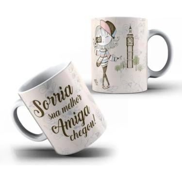 Imagem de Caneca Porcelana Sorria sua melhor amiga chegou