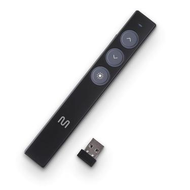 Imagem de Apresentador Pen Laser Multilaser PS100 - sem Fio - Receptor USB - Alcance 10 Metros - Preto - AC285-Unissex