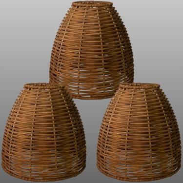 Imagem de Osasy Luminária Suspensa De Vime Para Quarto Bebê, Abajur Criativo Estilo Boho, 3 Conjuntos Lustres Vime, Cesta Fazenda, Sala Estar, Natural (Marrom Escuro)