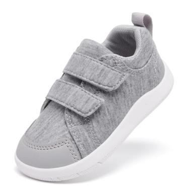 Imagem de MORENDL Sapatos de dedo largo para bebês descalços sapatos de caminhada para bebês meninos e meninas antiderrapante zero drop minimalista tênis conforto atividades ao ar livre, Cinza claro misto, 22