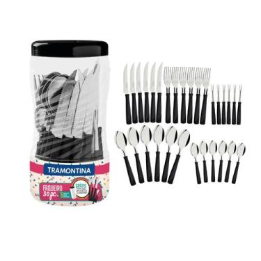Imagem de Faqueiro Tramontina Aço Inox New Kolor 30 Pç Preto