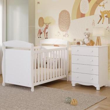Imagem de Quarto de Bebê Completo Berço Americano Marquesa 3 Em 1 Cômoda Gavetei