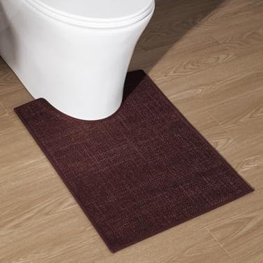 Imagem de chakme Tapete de banheiro em forma de U 61 x 17, tapete de banho ultrafino antiderrapante pequeno tapete de banho absorvente de secagem rápida para piso de banheiro, (roxo, U-61 x 43 cm)