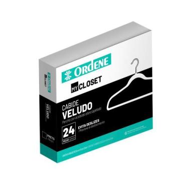 Imagem de Cabide de Veludo Preto 42cm My Closet Ordene 24 Unidades