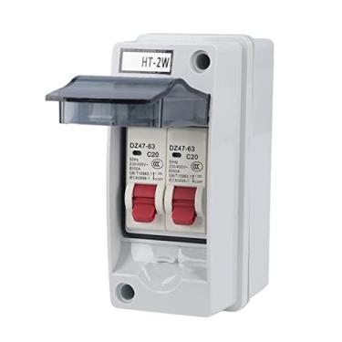 Imagem de Caixa de proteção de distribuição à prova d'água IP65 2 vias MCB trilho DIN tampa transparente caixa de disjuntor de energia caixa de junção de distribuição ao ar livre(C20+C20)