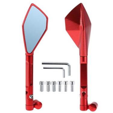 Imagem de Hihaha Espelhos retrovisores de motocicleta retrovisor lateral ajustável liga de alumínio 1 conjunto vermelho M8/M10 forma prismática