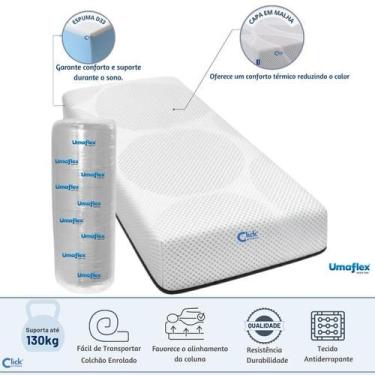 Imagem de Colchão Solteiro Espuma Fit Firm D33 Enrolado á vácuo Umaflex 88x188x1
