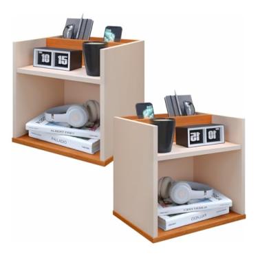 Imagem de Kit 2 Mesa De Cabeceira Off White Criado Suspenso Parta Quarto Nicho Para Celular (Off White/Cinamomo)