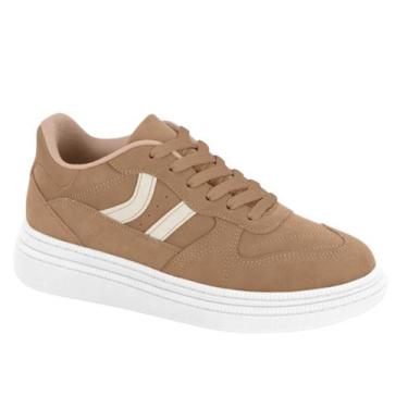 Imagem de Tenis Feminino Nobuck Cano Curto Cadarço Moleca 5816101, Nude, Branco,