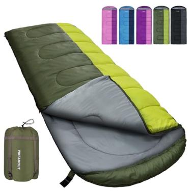 Imagem de WKFAMOUT Sacos de dormir XL de 10 graus à prova d'água para adultos 350 g/m² lavável na máquina com saco de compressão para acampamento de 3 a 4 estações ao ar livre