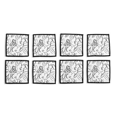 Imagem de DEMDACO Guardanapos de coquetel reutilizáveis de pano absorvente da coleção Design Serving 12 cm quadrado fibra de poliéster moderno conjunto floral com 8