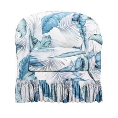 Imagem de CRFATOP Capa para cadeira de clube de 2 peças com saia estampada para poltrona de banheira com capa de almofada de assento, protetor de móveis redondo macio impresso para balcão de bar, sala de estar