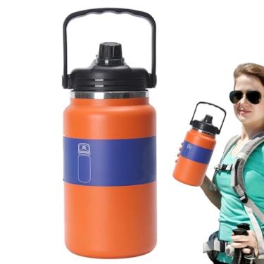 Imagem de Garrafa Térmica | Cantil De Viagem Em Aço Inoxidável | Garrafa De Água Fria Portátil À Prova De Vazamento De 4L Para Ar Livre, Praia, Viagens, Escola, Acampamento, Ginástica E