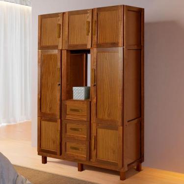 Imagem de Guarda-Roupa Solteiro Belém Madeira Maciça 7 Portas 3 Gavetas 4 Pratel