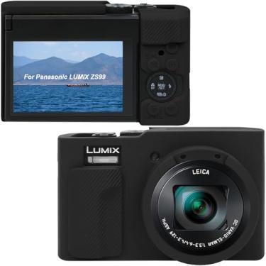 Imagem de Canboc Capa protetora para câmera Panasonic LUMIX ZS99 Point and Shoot, ZS99 Capa de silicone macio com capa de lente removível, preta (apenas capa)